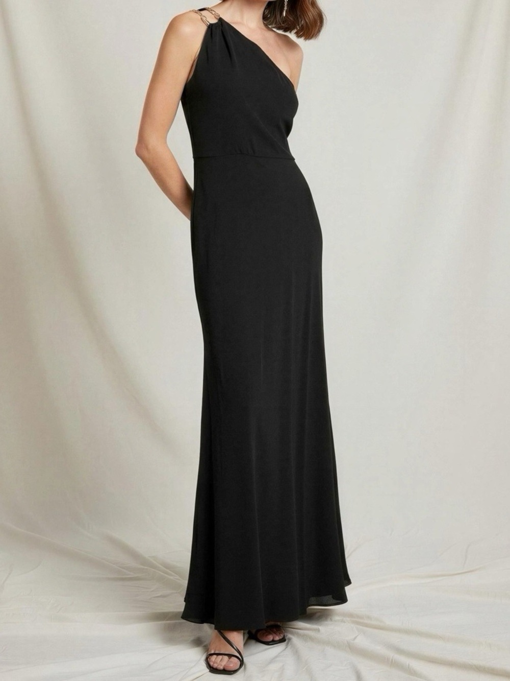 BA&SH Finn One Shoulder Long Dress, Black, Medium